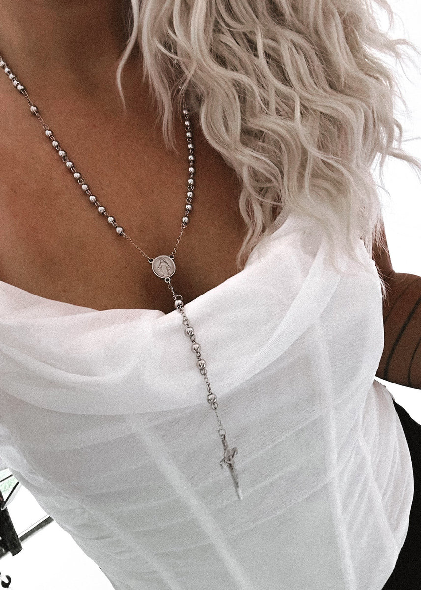 SAINTLY WATER RESISTANT LONGLINE NECKLACE | Pebby Forevee