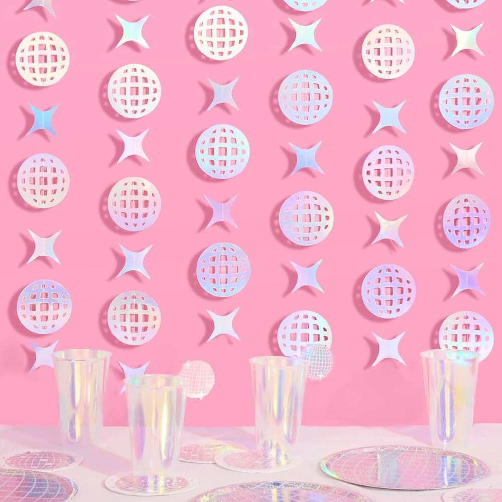 xo, Fetti Iridescent Disco + Sparkle Hanging Garland - 4 pcs, 12' | Last Disco Bachelorette, Groo... | Amazon (US)