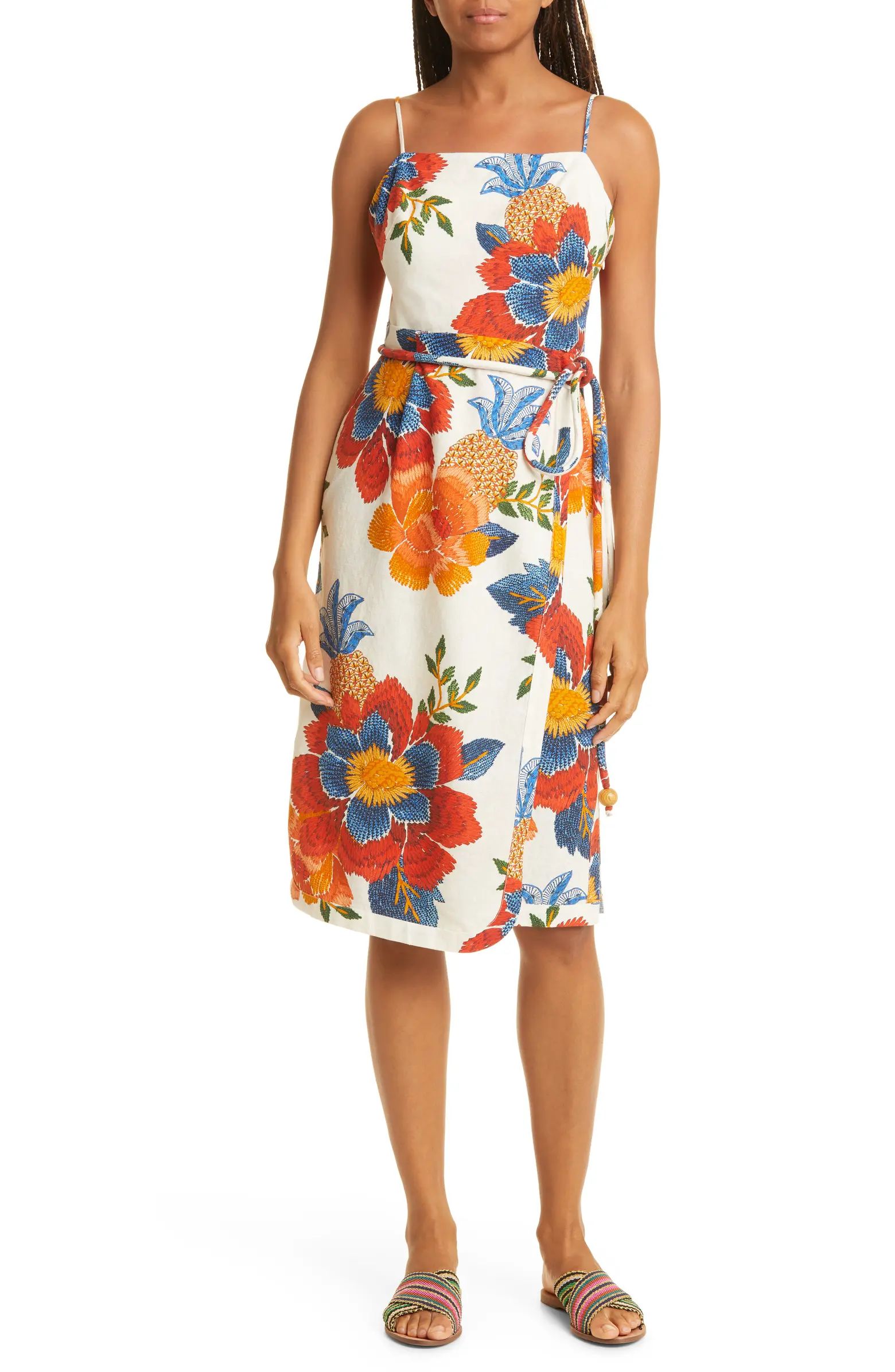 Pineapple Flowers Linen Blend Dress | Nordstrom