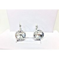 Swarovski 12mm Rivoli Crystal Clear Earrings, Gorgeous Sparkle Bridal Lever Back Or Studs, Choose Your Favorite Color & Finish | Etsy (US)