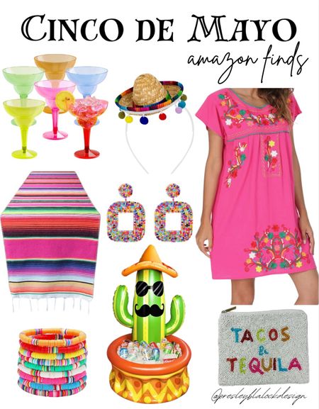 Cinco de Mayo / Amazon party decor / embroidered dress / colorful accessories / Amazon finds / margarita glasses / drink cooler / beaded jewelry / Mexican holiday / party decorations / striped table cloth / festive decor / tacos and tequila 

#LTKSeasonal #LTKparties #LTKFestival