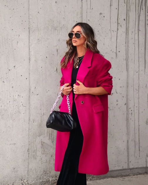 Emily Pocketed Oversized Coat - Berry - SALE | VICI Collection