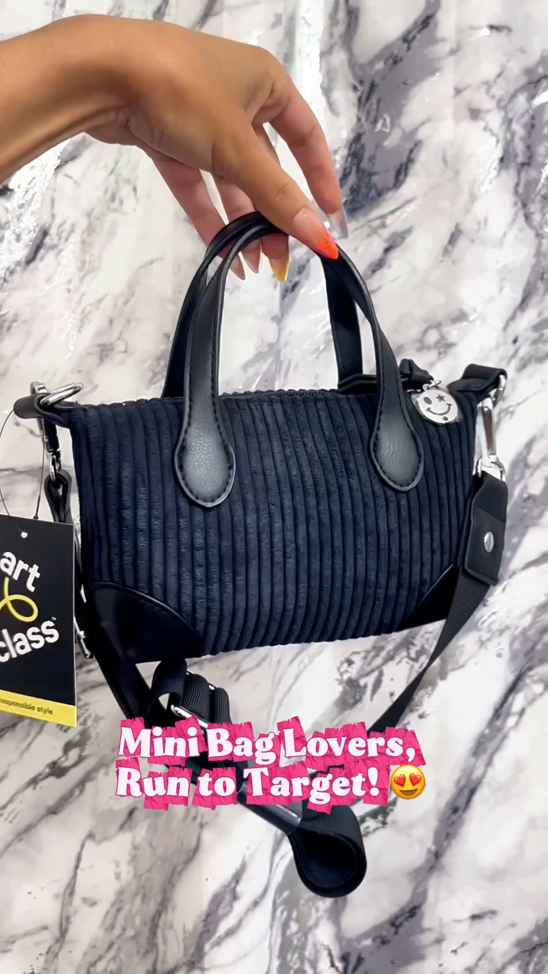 Mini bag girlies, this one’s for you 👜✨ My daughter found the CUTEST corduroy style crossbody at Target + a bag charm, all for under $25 👏🏽 A total luxury look without the luxury price! 

#LTKItBag #LTKFindsUnder50 #LTKStyleTip