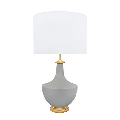 Creative Co-Op 27" Stoneware Linen Shade Table Lamp, Grey and Gold | Amazon (US)
