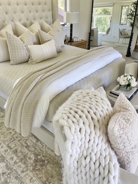 HOME \ neutral bedroom with all the cozy layers for fall!

Decor
Bedding
Amazon 
Target blanket 
Pillows 

#LTKSeasonal #LTKhome