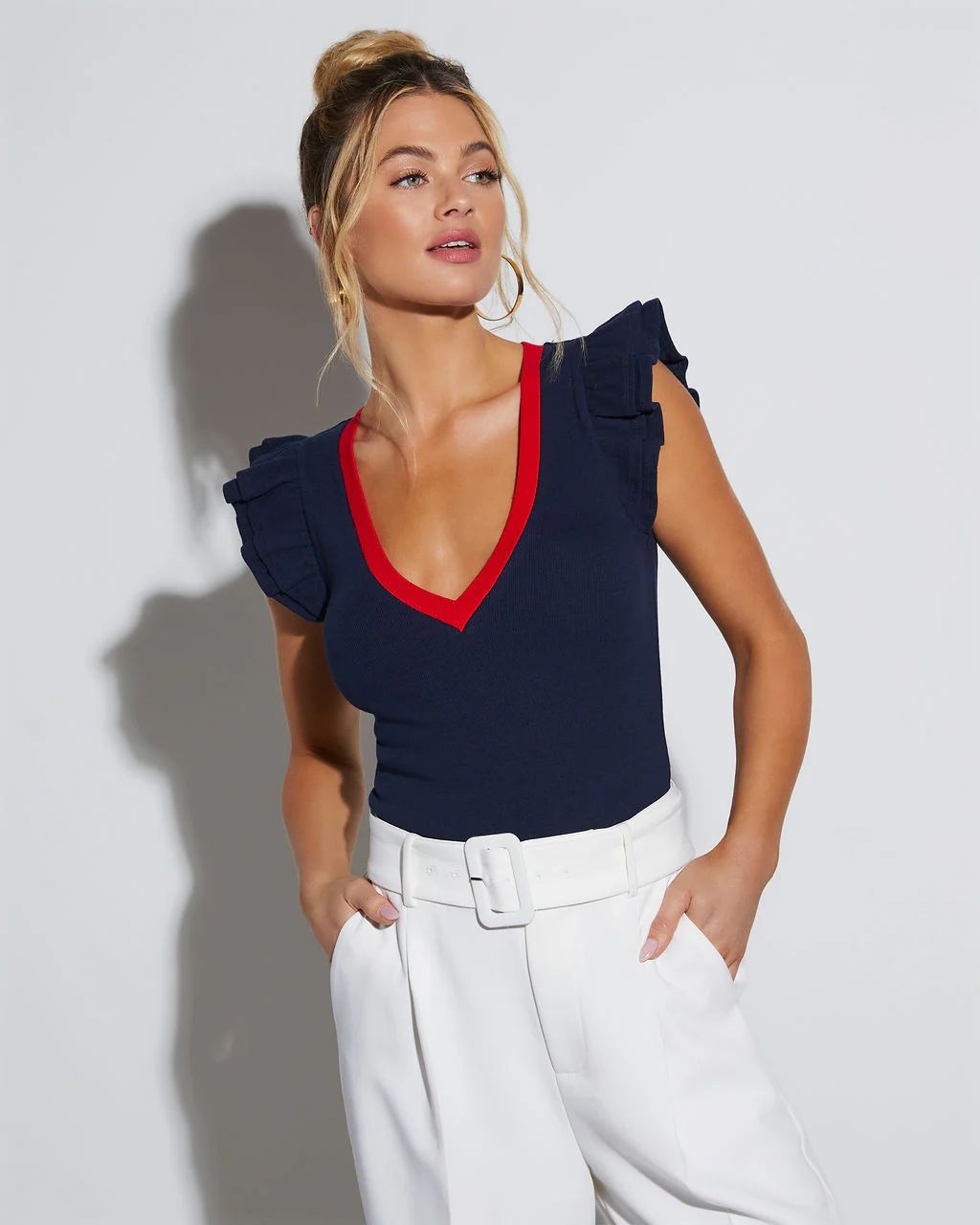 Wilma Ribbed Short Sleeve Top | VICI Collection