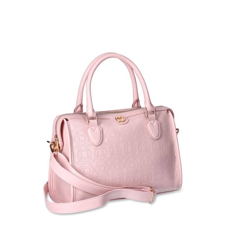 Time and Tru Woman's Wyatt Satchel Handbag, Pink Blush Perforated | Walmart (US)