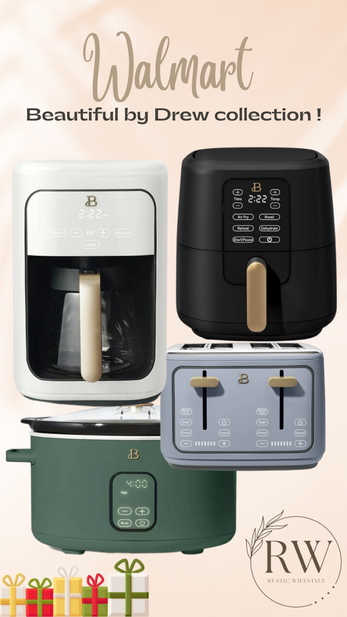 Walmart appliances, fun kitchen, beautiful by Drew, coffee pot, home finds,  air fryer, crockpot, toaster 

#LTKGiftGuide #LTKHolidaySale #LTKhome