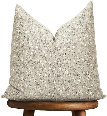 Maison De Blocs Hand-Block Printed, Artisan-Made Neutral Accent Throw Pillow Covers- 100% Cotton ... | Amazon (US)