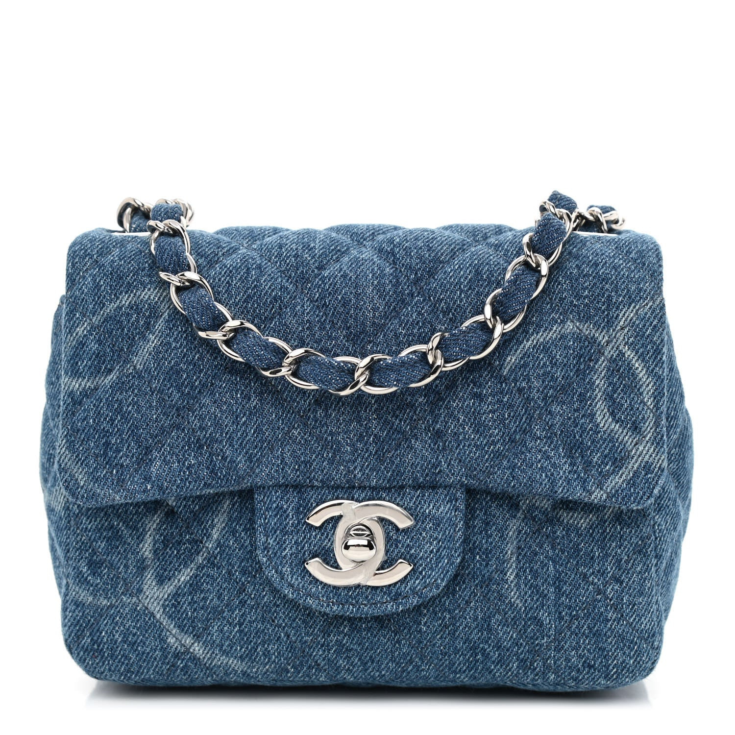 CHANEL Denim CC Quilted Mini Square Flap Blue | FASHIONPHILE (US)