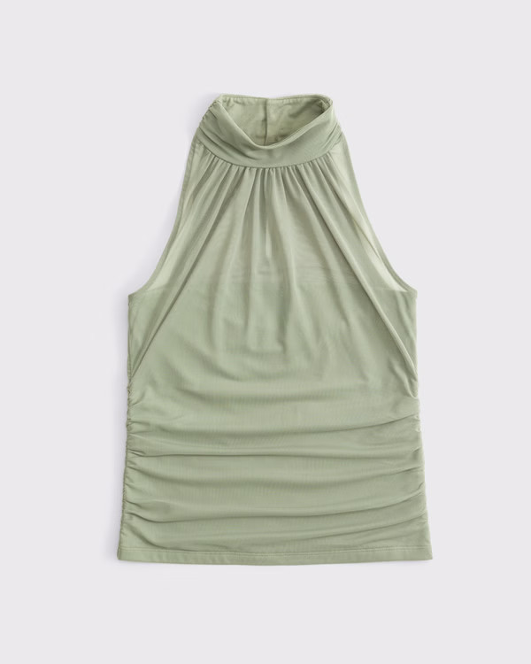 Women's Ruched Mesh Halter Top | Women's Tops | Abercrombie.com | Abercrombie & Fitch (US)