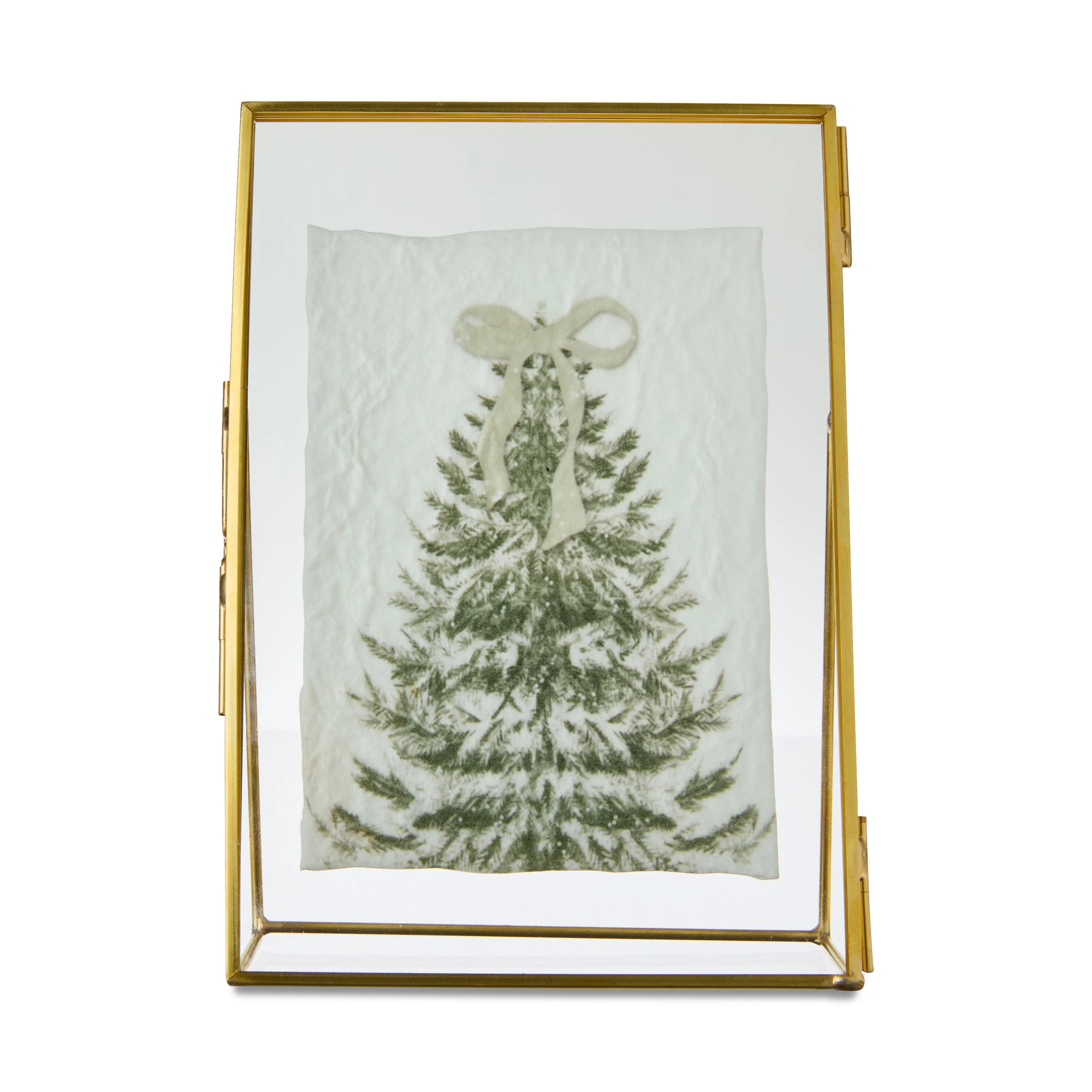 Christmas Tree Print Framed Tabletop Decoration, Gold and Green, 7" x 5", by My Texas House | Walmart (US)