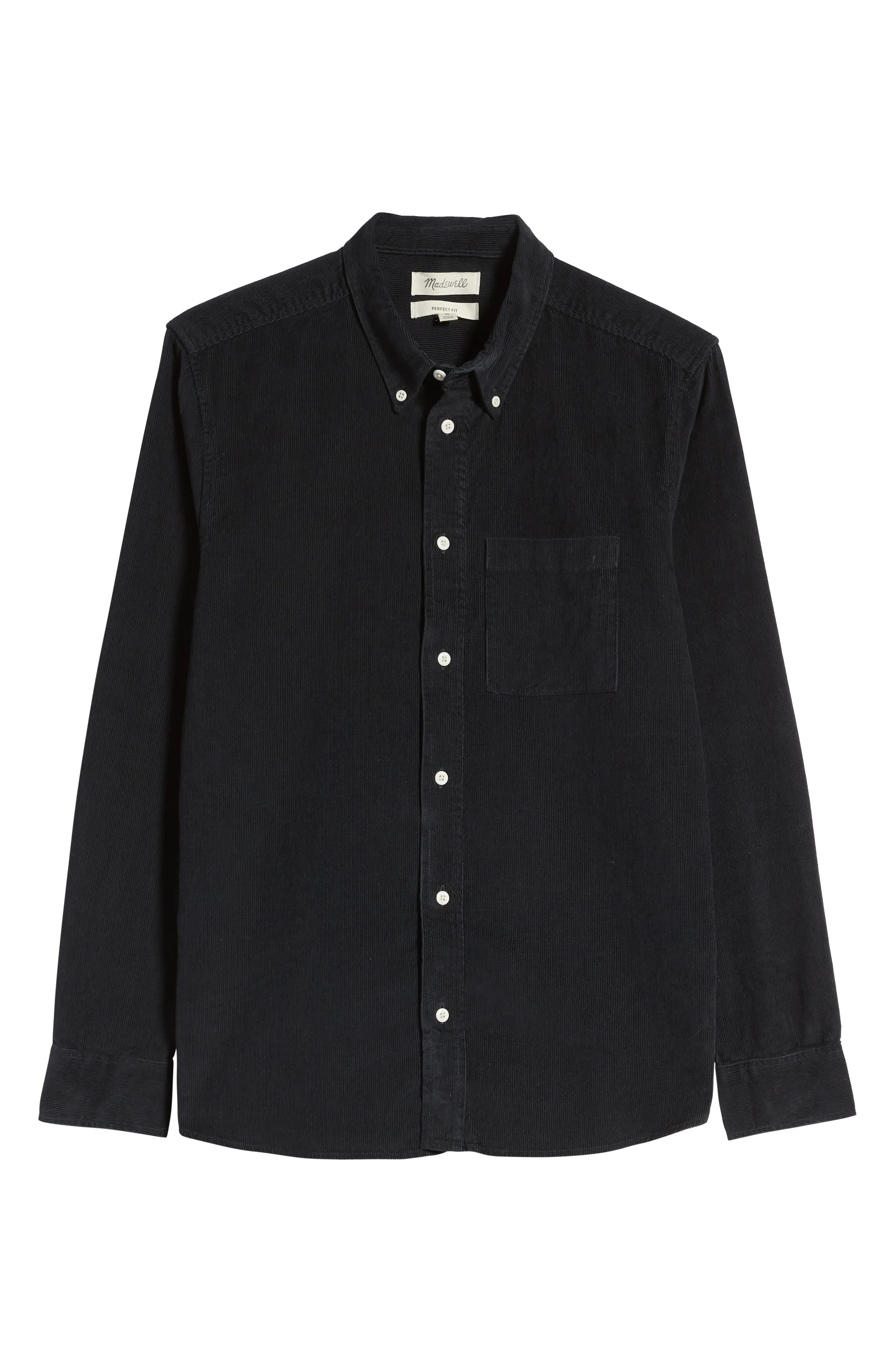 Madewell Corduroy Perfect Button-Down Shirt, Size X-Small in True Black at Nordstrom | Nordstrom