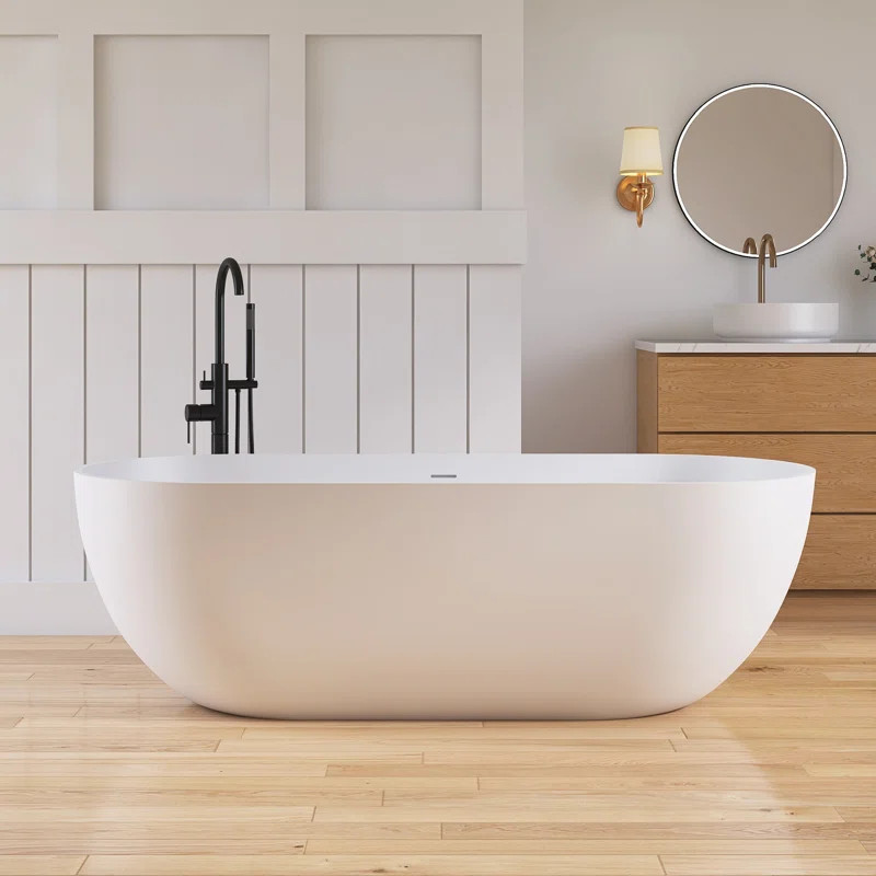 69" Freestanding Soaking Bathtub Solid Surface Stone Resin Soaking Tubs | Wayfair North America