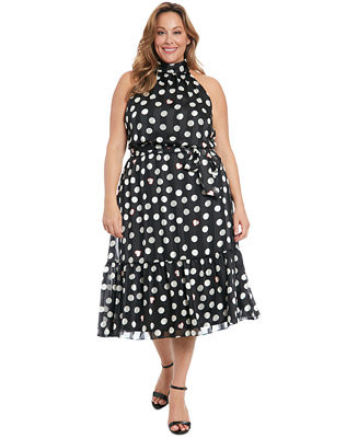 Plus Size Printed Mock-Neck Sleeveless Dress | Macy's