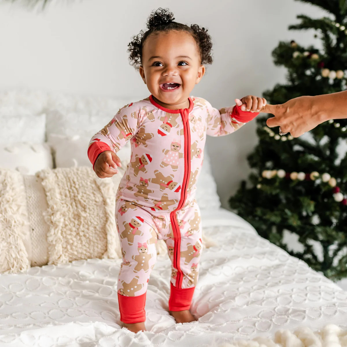 Pink Gingerbread Bamboo Viscose Zippy | Little Sleepies