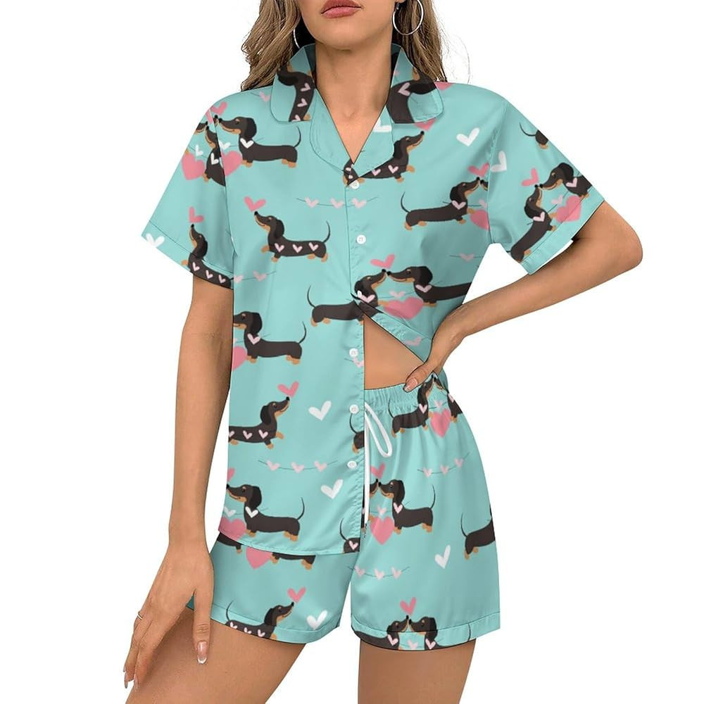 Dujiea Women Pajamas Sets Short Sleeve Sleepwear, Soft Satin Button Down Lounge Wear Set 2 Piece ... | Amazon (US)