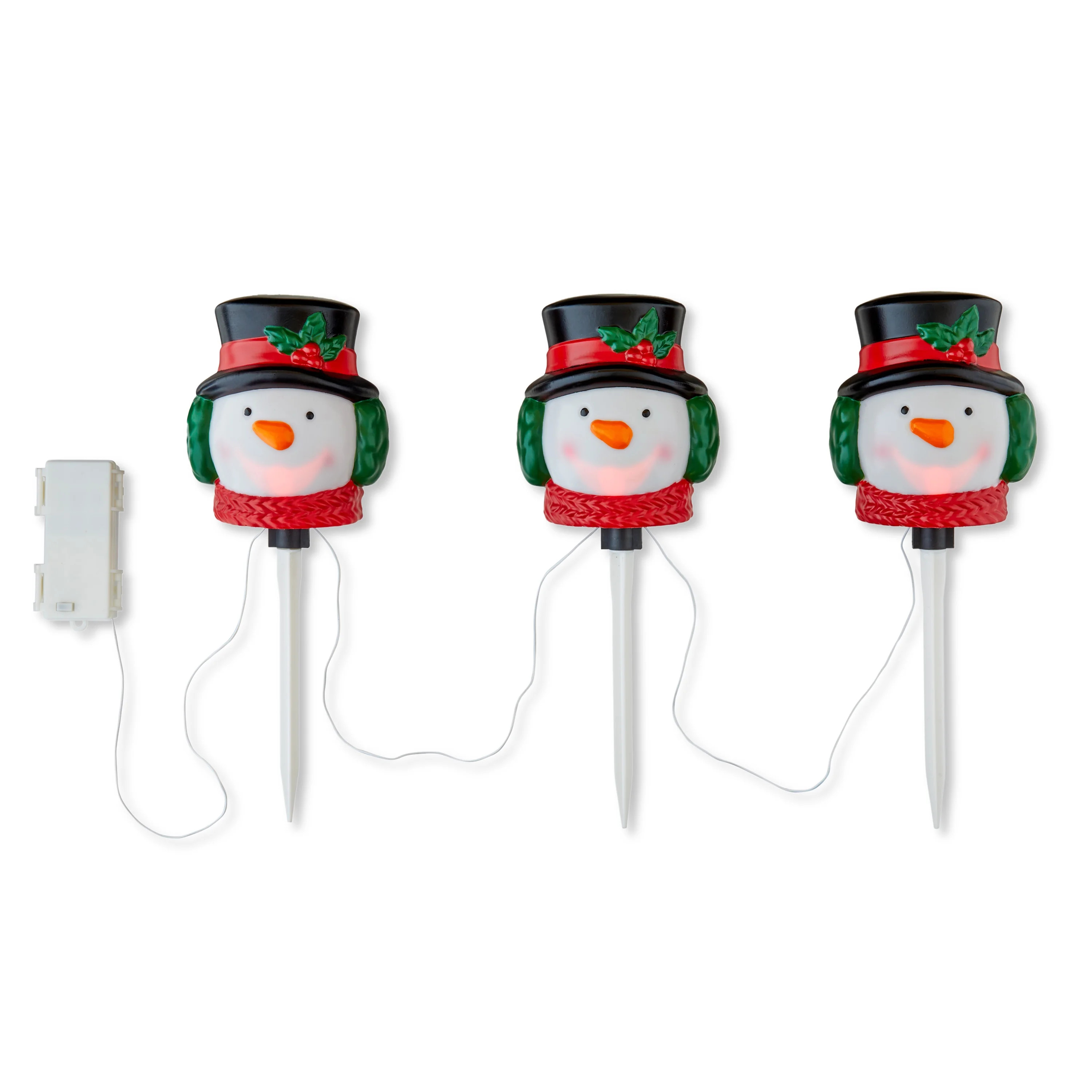 Outdoor Battery-Operated LED Singing Snowman Pathway Lights, Red, 3 Count, by Holiday Time - Walm... | Walmart (US)