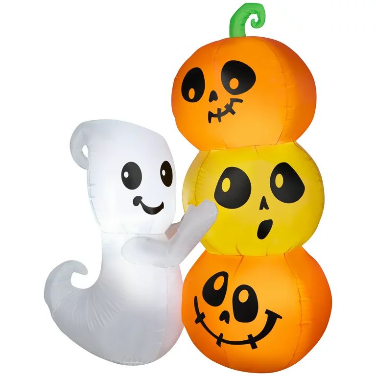 Airblown Inflatables Cute Ghost with Pumpkin Stack, 5' - Walmart.com | Walmart (US)