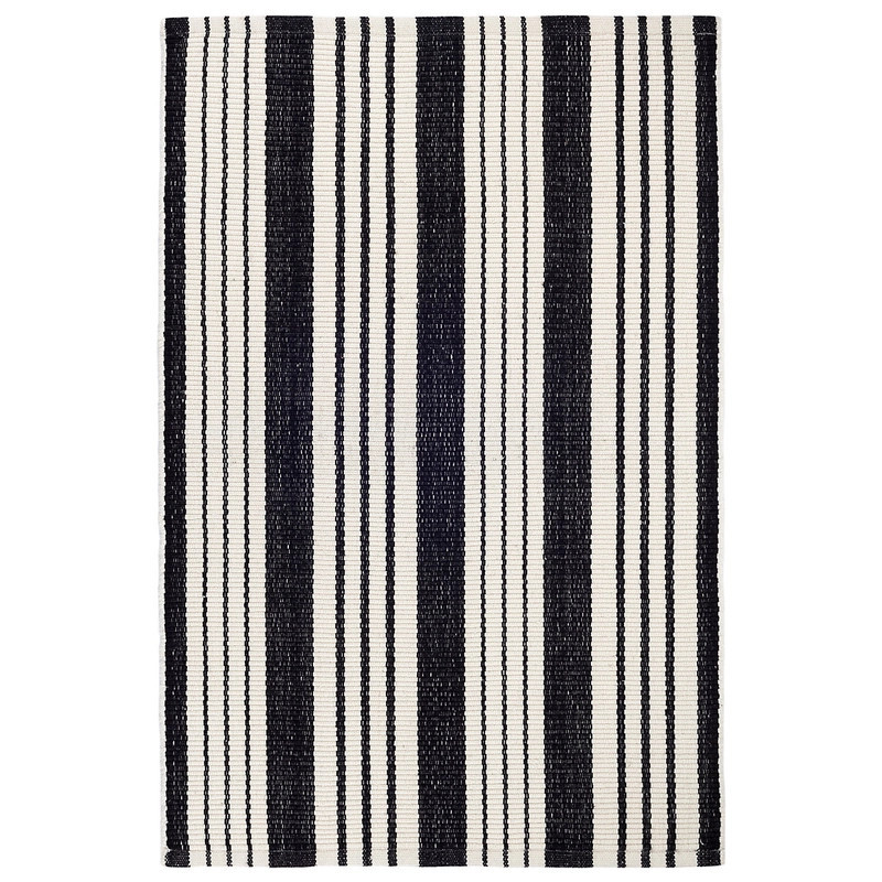 Birmingham Black Handwoven Cotton Rug | Annie Selke