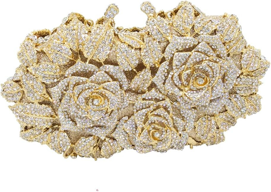Boutique De FGG Dazzling Flower Evening Bags For Women Formal Party Rhinestone Handbags Wedding C... | Amazon (US)