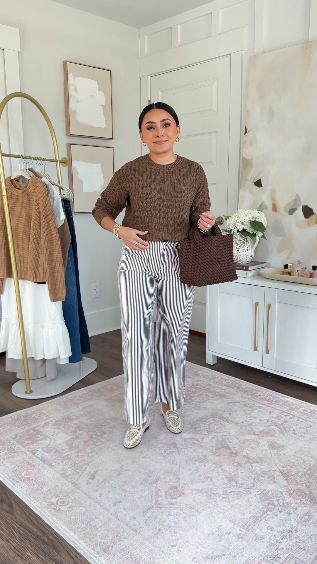 Espresso Brown Chocolate Outfits
For reference: I’m 5’0, petite, 32b bra size, and 2/26 in bottoms, pear shaped. 
*Everything I share is unaltered! TTS means true to size. Between size 5-6.5 in shoes

Brown cocoa bliss sweater size xs petite TTS
Brown stripe cocoa bliss pants size xs 2 petite TTS
Mesh loafers size 5 TTS 


Spring outfits
Work outfits
Resort wear
Spring dresses
Easter dress women
Date night outfits 

 #LTKSaleAlert #LTKPetite #LTKgrwm #LTKootd #LTKPetite #LTKgrwm