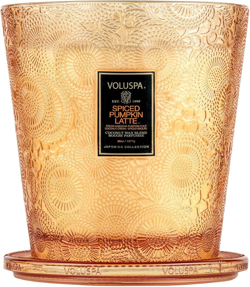 Voluspa Spiced Pumpkin Latte, 3 Wick Boxed Hearth, 38 Ounce, 80 Hour Burn Time, All Natural Wicks... | Amazon (US)