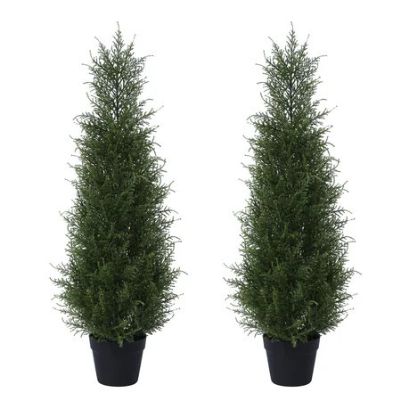DR.Planzen Soft Touch 2 Count 3 Ft Cedar Artificial Trees in Plastic Pot UV Rated, Artificial Topiary Tree for Indoor Outdoor Home Decor | Walmart (US)