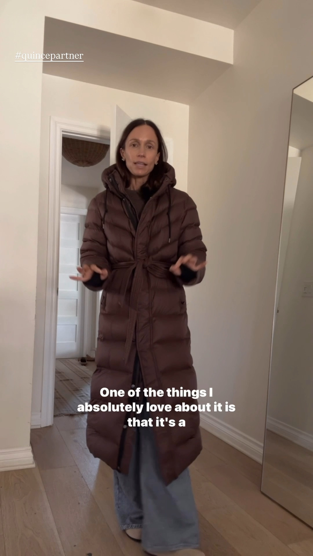 Love this maxi puffer coat from @onequince
So chic and warm 
Runs tts 
#quincepartner 

#LTKPetite #LTKOver40