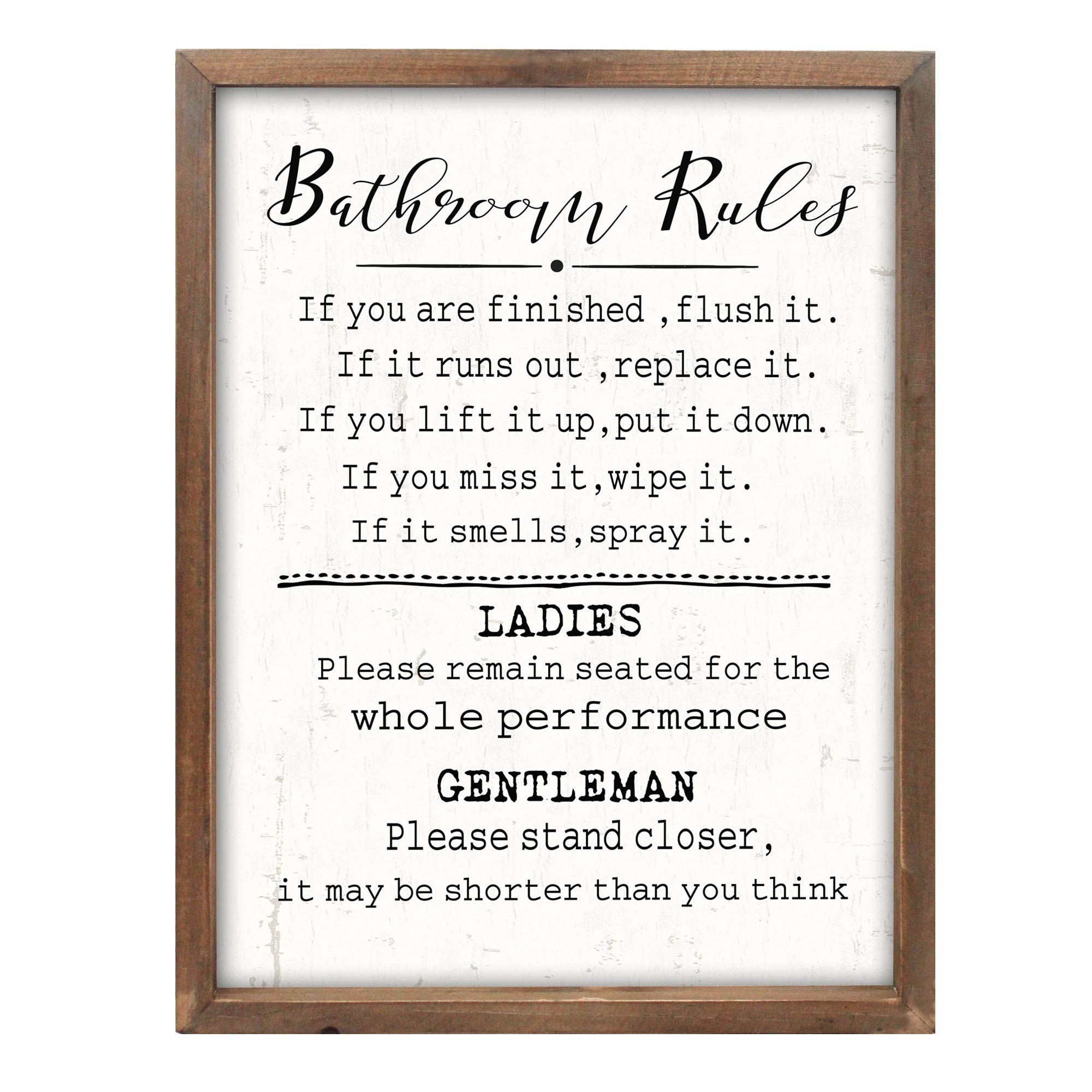 Rustic Bathroom Rules Sign,Farmhouse Toilet Wall Decor,Funny Bathroom Wood Framed Wall Art Decora... | Amazon (US)