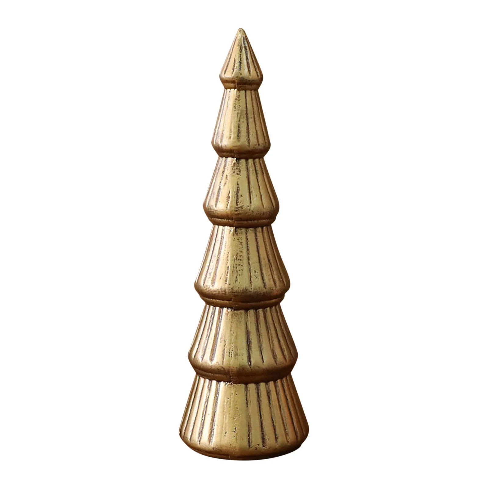 Christmas Tree Figurine Gold Wooden, Tree Figurines for Tabletop Decoration, Small Glittered Gold... | Walmart (US)