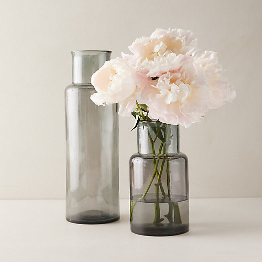 Smoky Recycled Glass Column Vase | Terrain