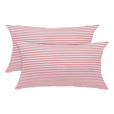 PiccoCasa Woven Striped Lumbar Throw Decors Rectangle Pillow Case 2 Packs Red and White 12" x 20" | Target