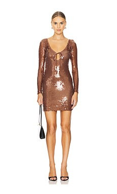 Bardot Verona Sequin Mini Dress in Chocolate from Revolve.com | Revolve Clothing (Global)