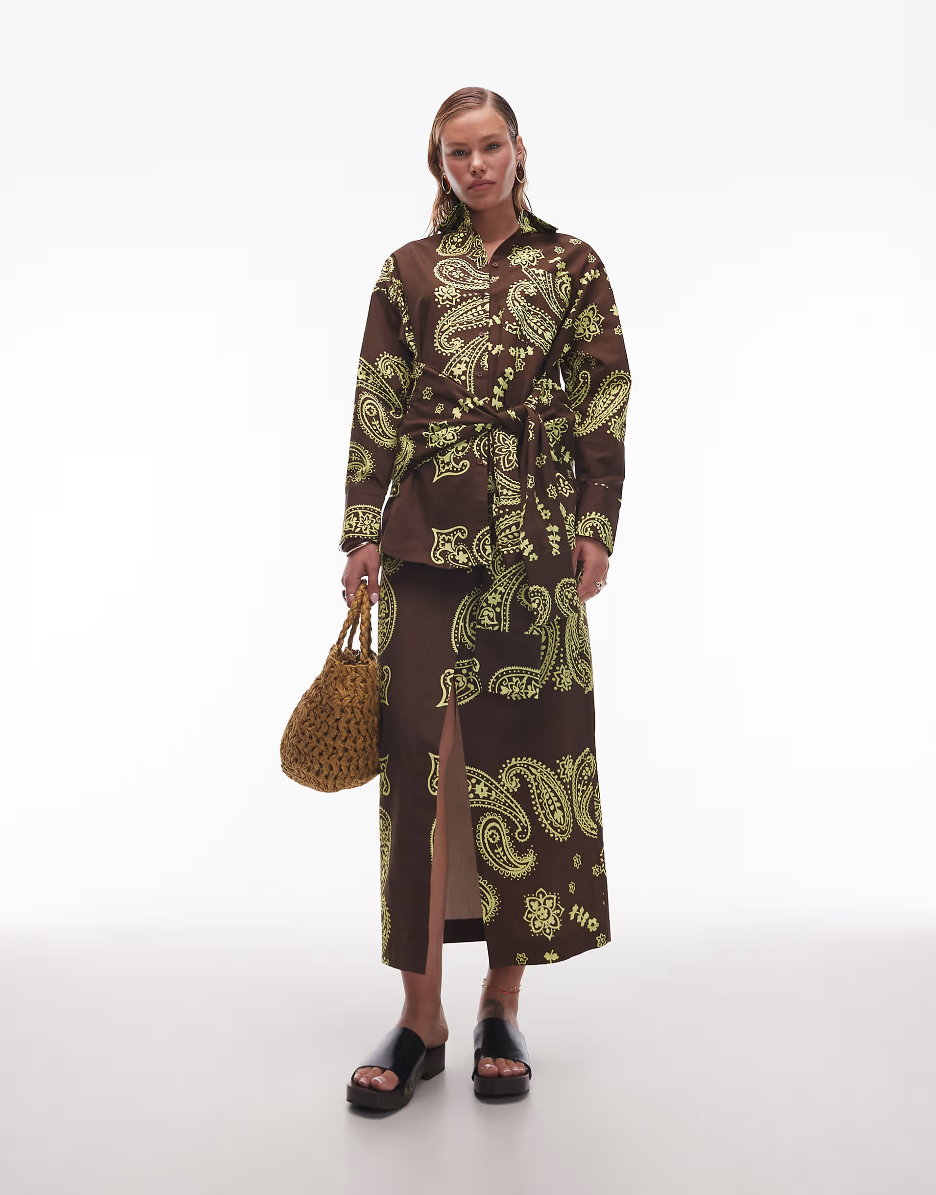 ASOS DESIGN wrap front maxi skirt in paisley print | ASOS | ASOS (Global)