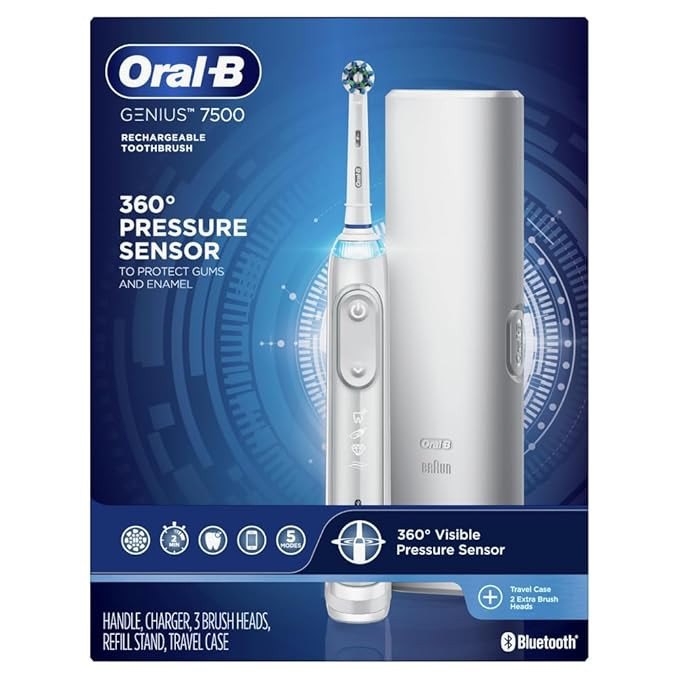 Oral-B 7500 Electric Toothbrush with Replacement Brush Heads and Travel Case, White | Amazon (US)