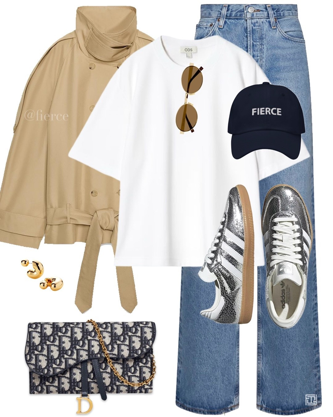 Cropped trench blue jeans silver adidas samba sneakers Dior oblique bag white tshirt casual weekend outfit 

#zara

#LTKeurope #LTKuk #LTKspring