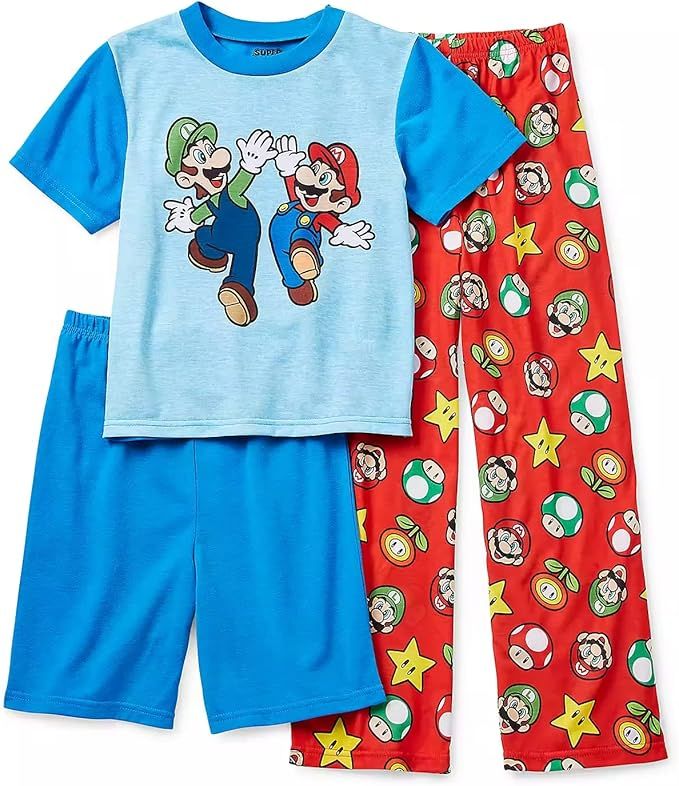 SUPER MARIO Brothers Boys' 3-Piece Pajama Set, size 4 High Five 21N | Amazon (US)
