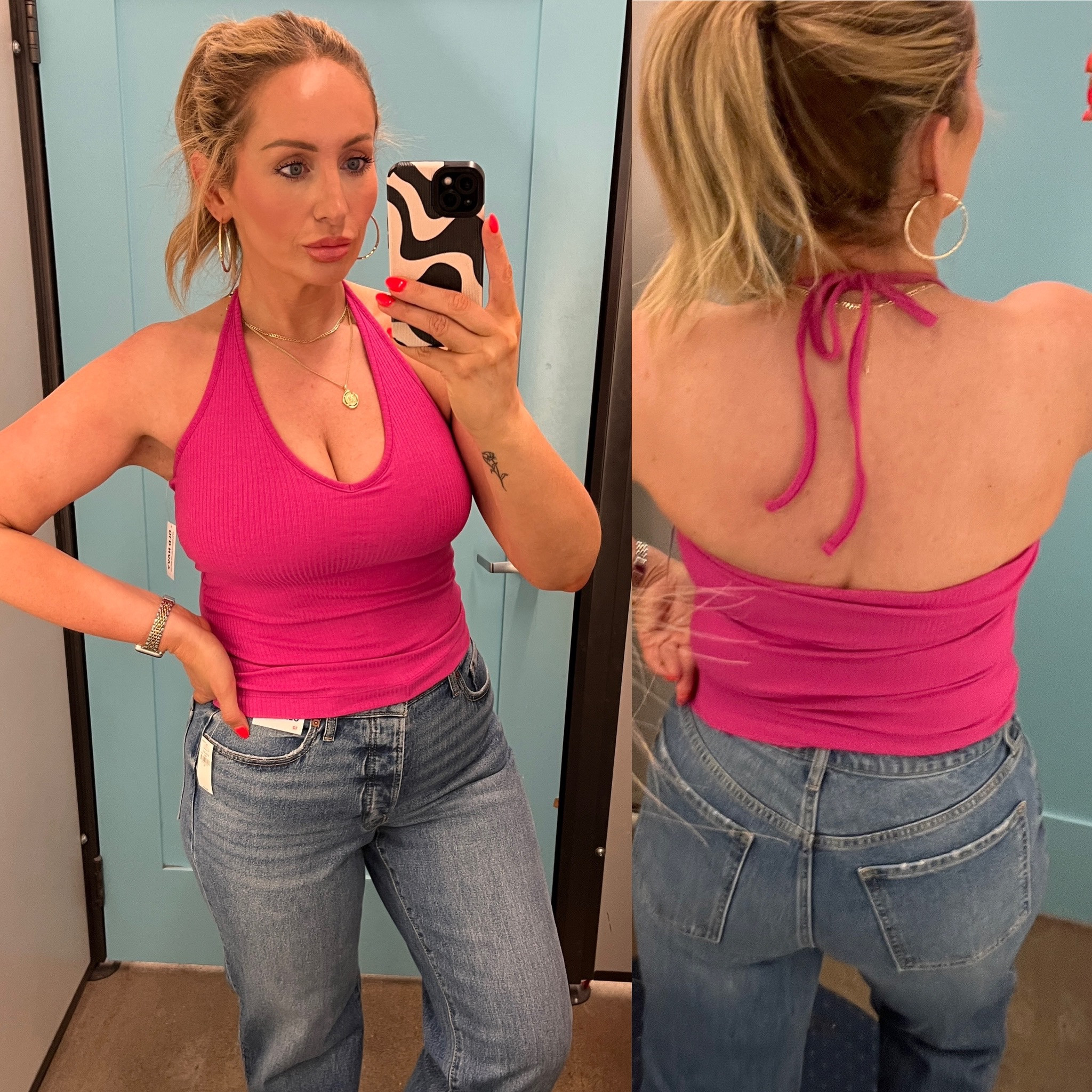 Old Navy halter with built in bra. wearing a medium for better support. The jeans are the OG loose high waisted. I’m wearing a size 12. 


#oldnavysale #oldnavyfinds #oldnavytop #midsizeoutfit #midsizestyle #midsize 

#LTKstyletip #LTKsalealert #LTKFind