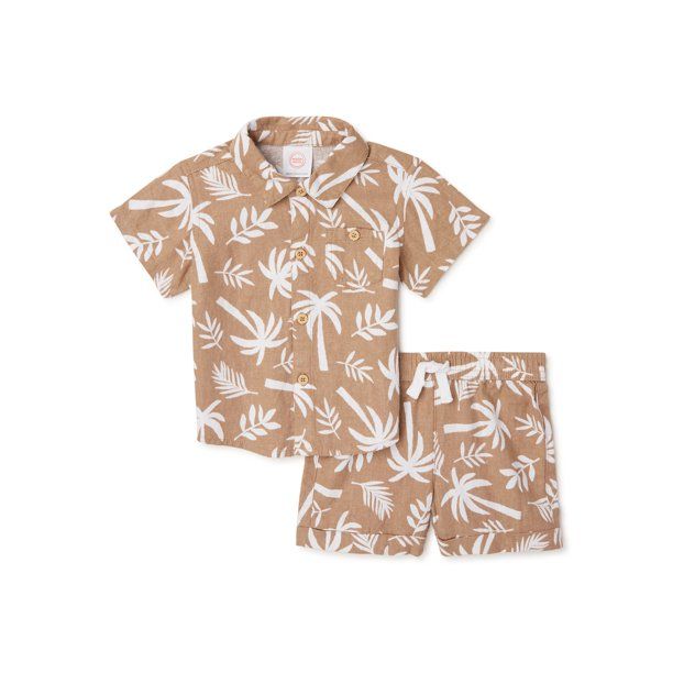 Wonder Nation Baby Boys Shirt & Shorts, 2-Piece Outfit Set, Sizes 0/3-24 Months - Walmart.com | Walmart (US)