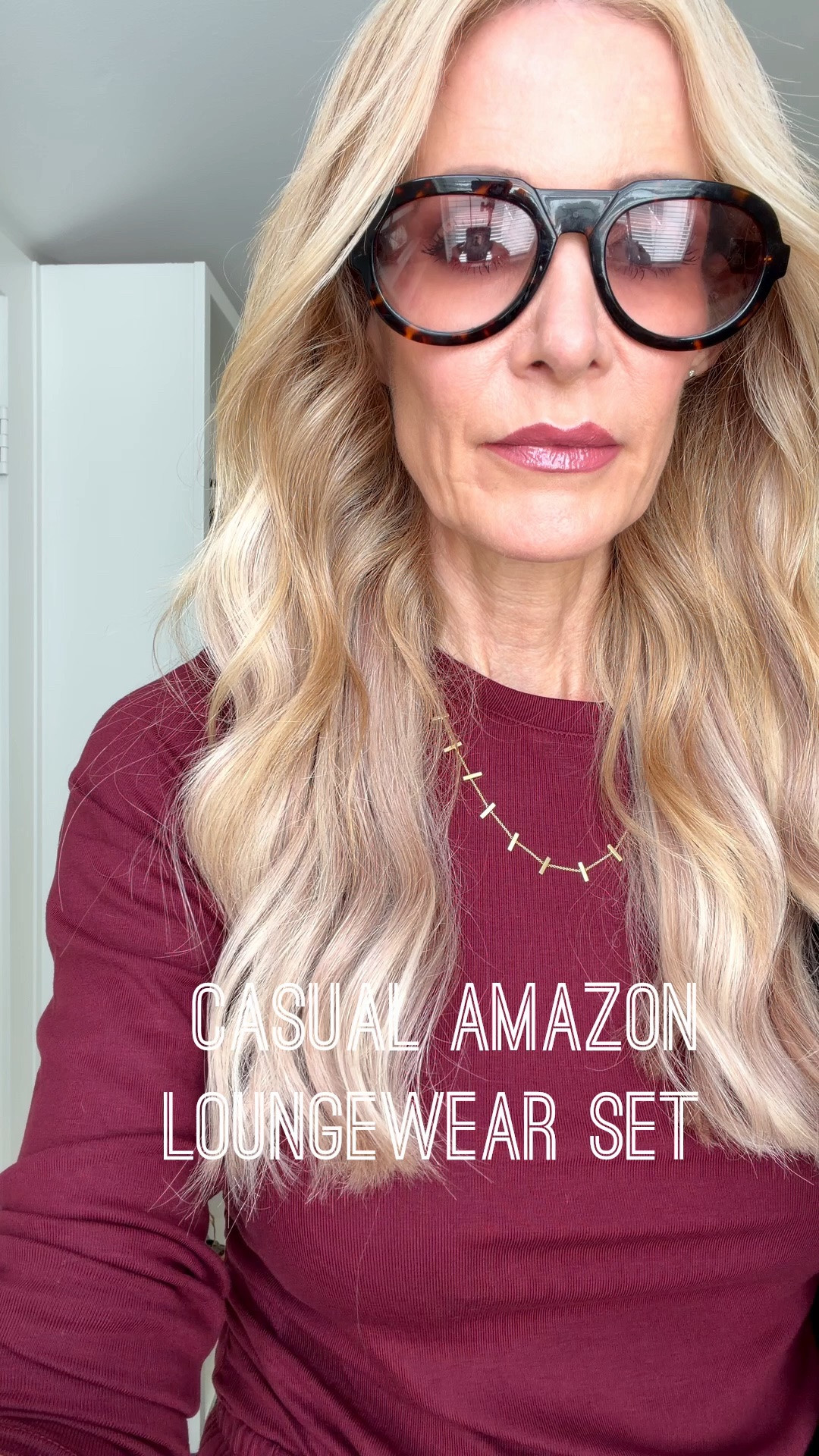 The easiest burgundy lounge set for errands and casual fall days! I love the fitted top, comfy elastic-waist pants with pockets, and how chic it looks with my Quince sneakers. I’m wearing an XS in the set. #FallOutfit #CasualStyle #WomenOver40Style #LTKOver40 

 #LTKootd #LTKSeasonal #LTKOver40