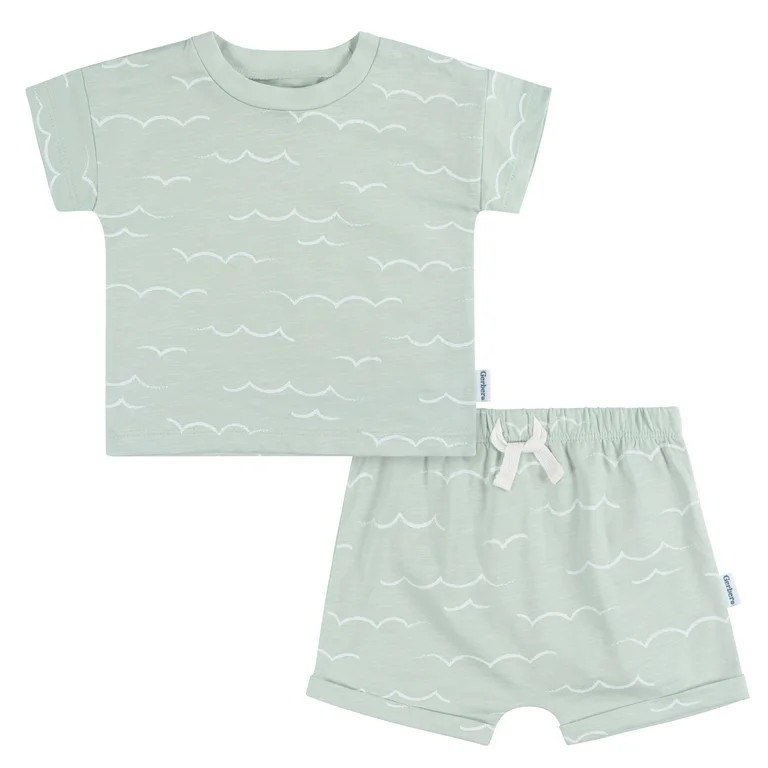 Gerber Baby Boy Matching Top and Short Set, 2-Piece, Sizes 0/3 Months - 24 Months - Walmart.com | Walmart (US)