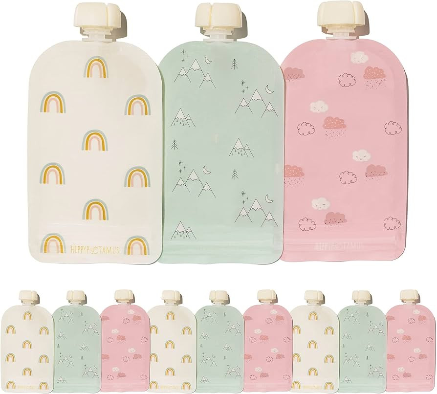 Hippypotamus Reusable Baby Food Pouches - 12 Pack - Baby Food Storage - Pouches Toddler - Refilla... | Amazon (US)
