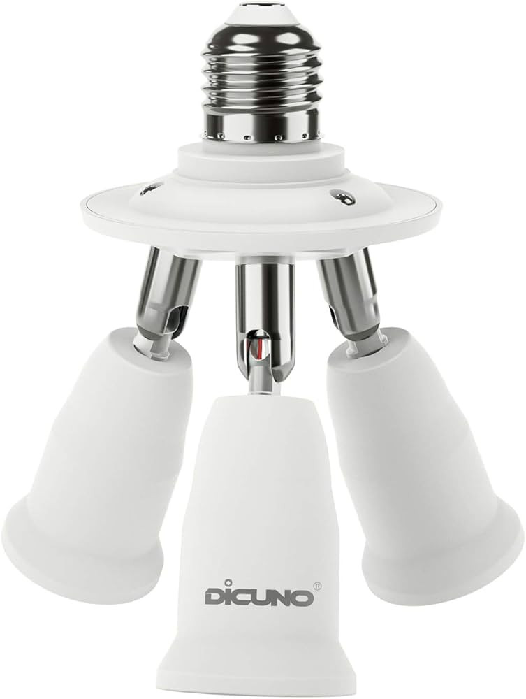 DiCUNO 3 in 1 E26 Light Socket Splitter Adapter, Standard Base LED Bulb Converter, 360 Degrees Ad... | Amazon (US)