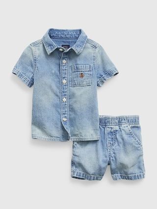 Baby 100% Organic Cotton Denim Outfit Set with Washwell | Gap (US)