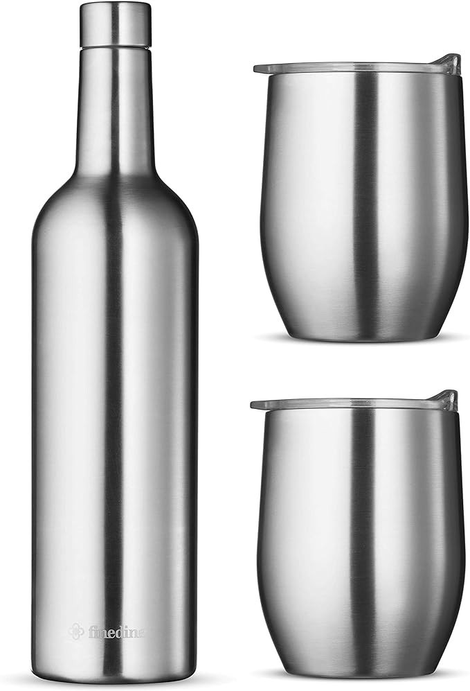 Wine Chiller Gift Set - Vacuum-Insulated Wine Bottle 750ml & Two Wine Tumbler With Lids 16oz. Mad... | Amazon (US)