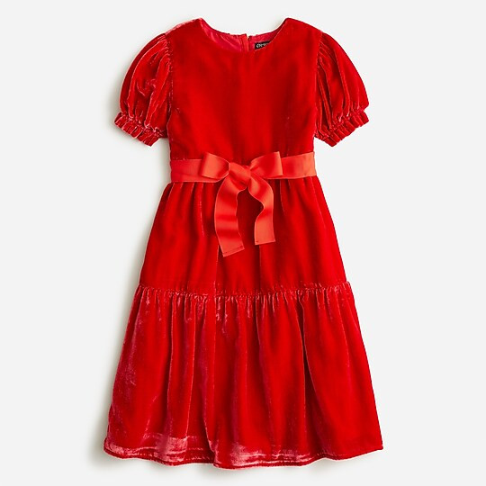 Girls' puff-sleeve velvet dress | J. Crew US