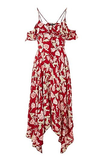 PETITE Asymmetric Floral Maxi Dress - Burgundy | Topshop US