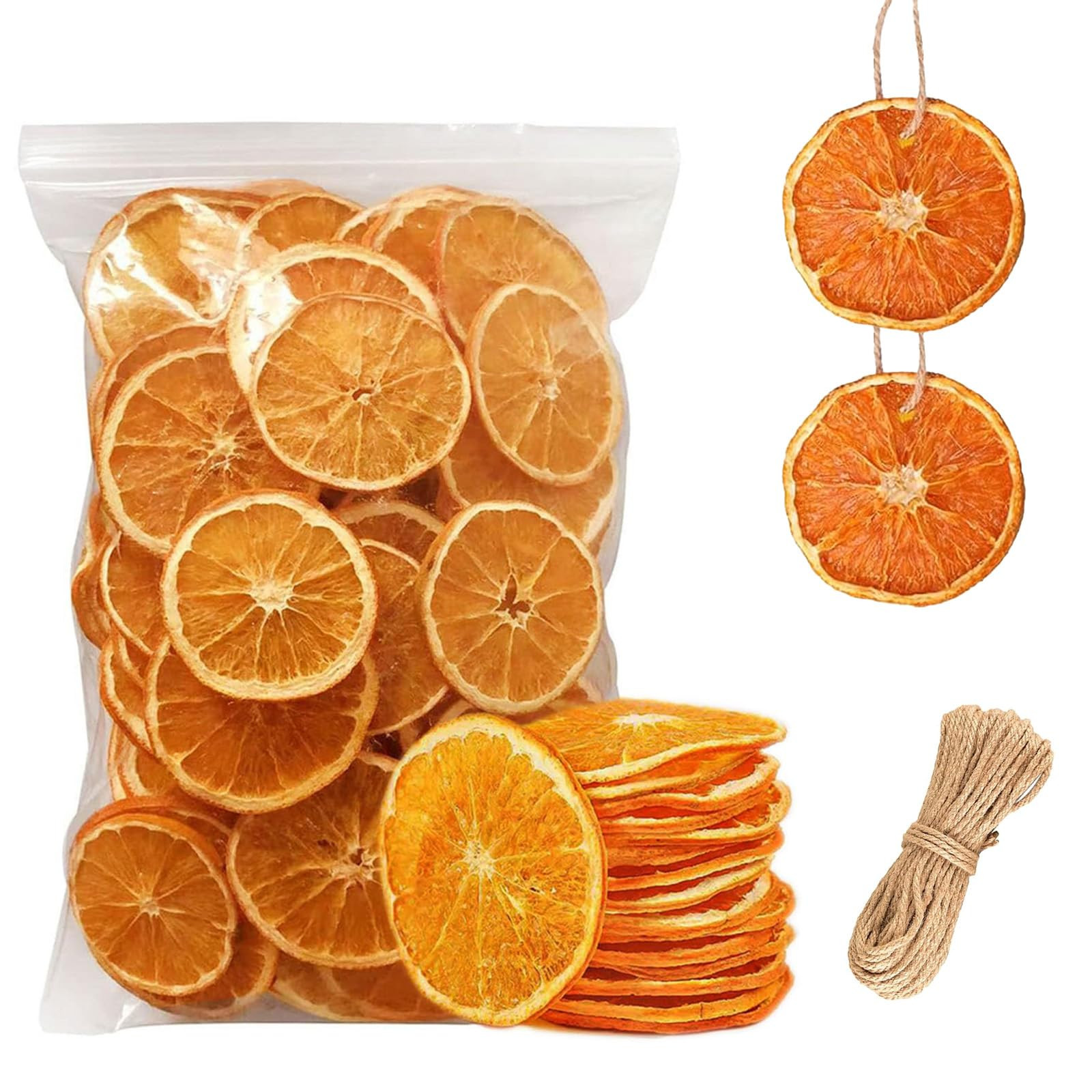 50 Pcs Dried Orange Slices, with 50Pcs Hemp Rope, Christmas Wreath Making Supplies for X-mas Tree... | Amazon (US)