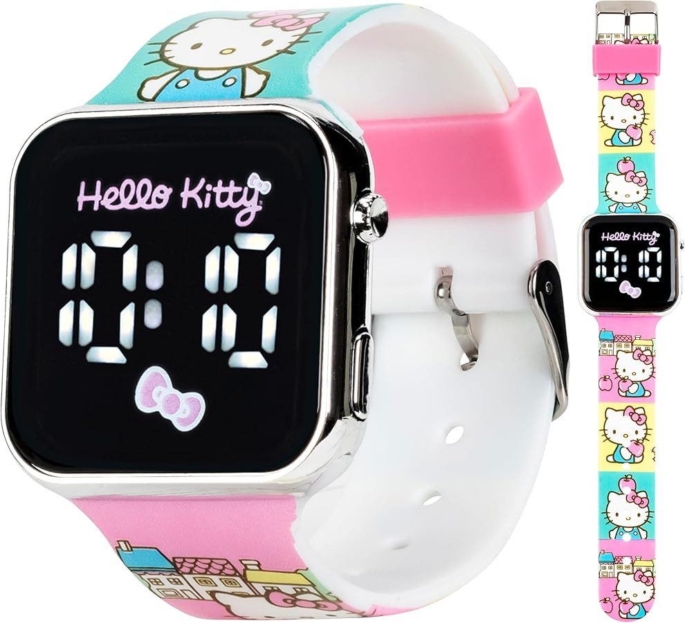 Hello Kitty Kids Touchscreen LED Watch with Sanrio Character Artwork and Town Scene Strap, Digita... | Amazon (US)